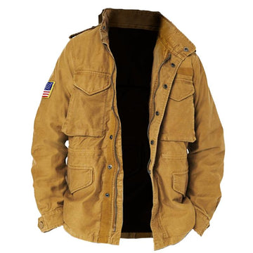Men's American Flag Velcro Vintage Jacket